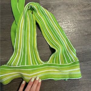 Beachy knit halter top tie back crop top